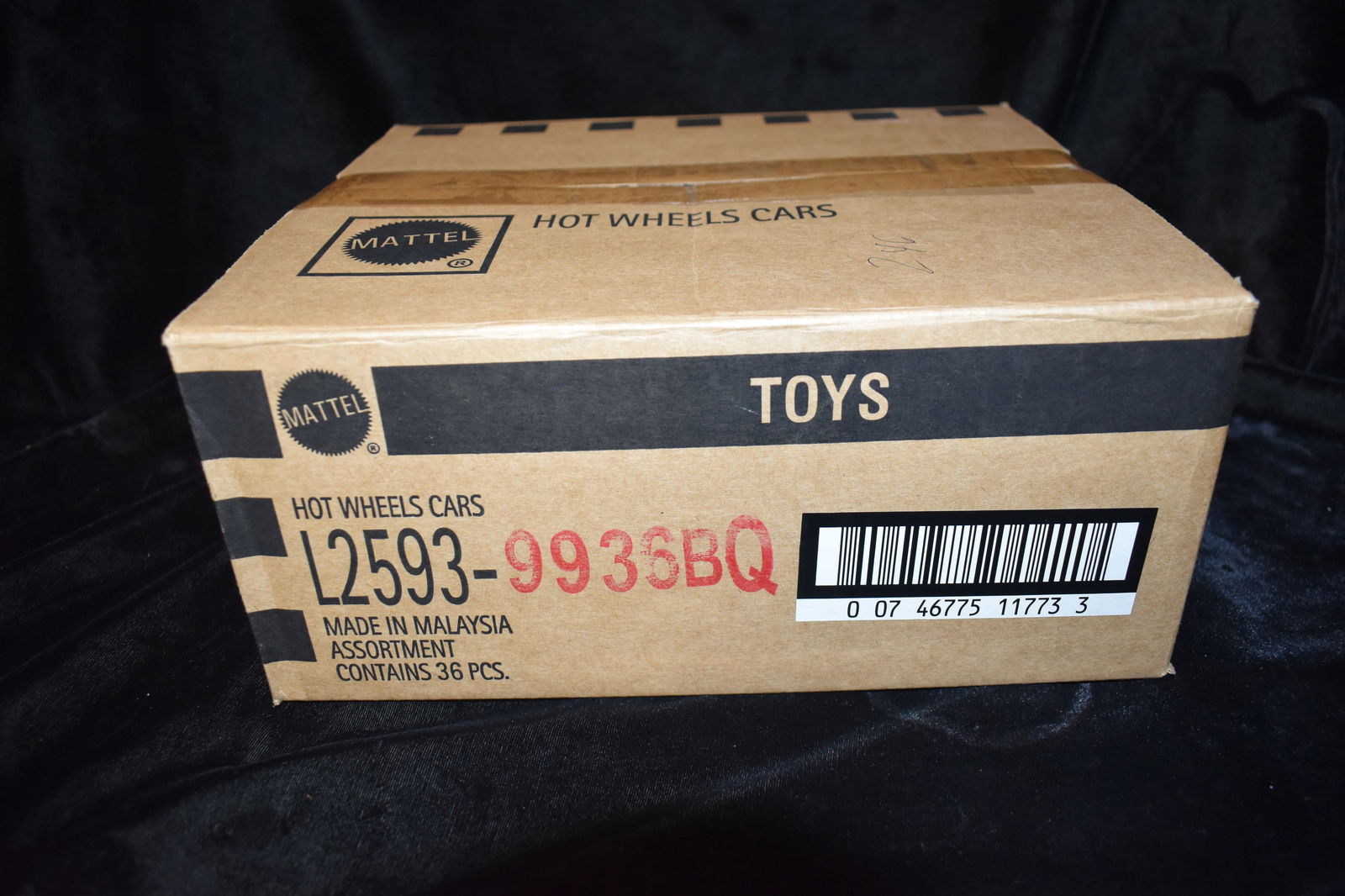 Mattel Hot Wheels Assortment contains 36 cars: Mattel Hot Wheels Assortment contains 36 cars. All cars are brand new and in their original card. The cars in the box probably don't match the numbers on the outside of the box. We made sure the numbe