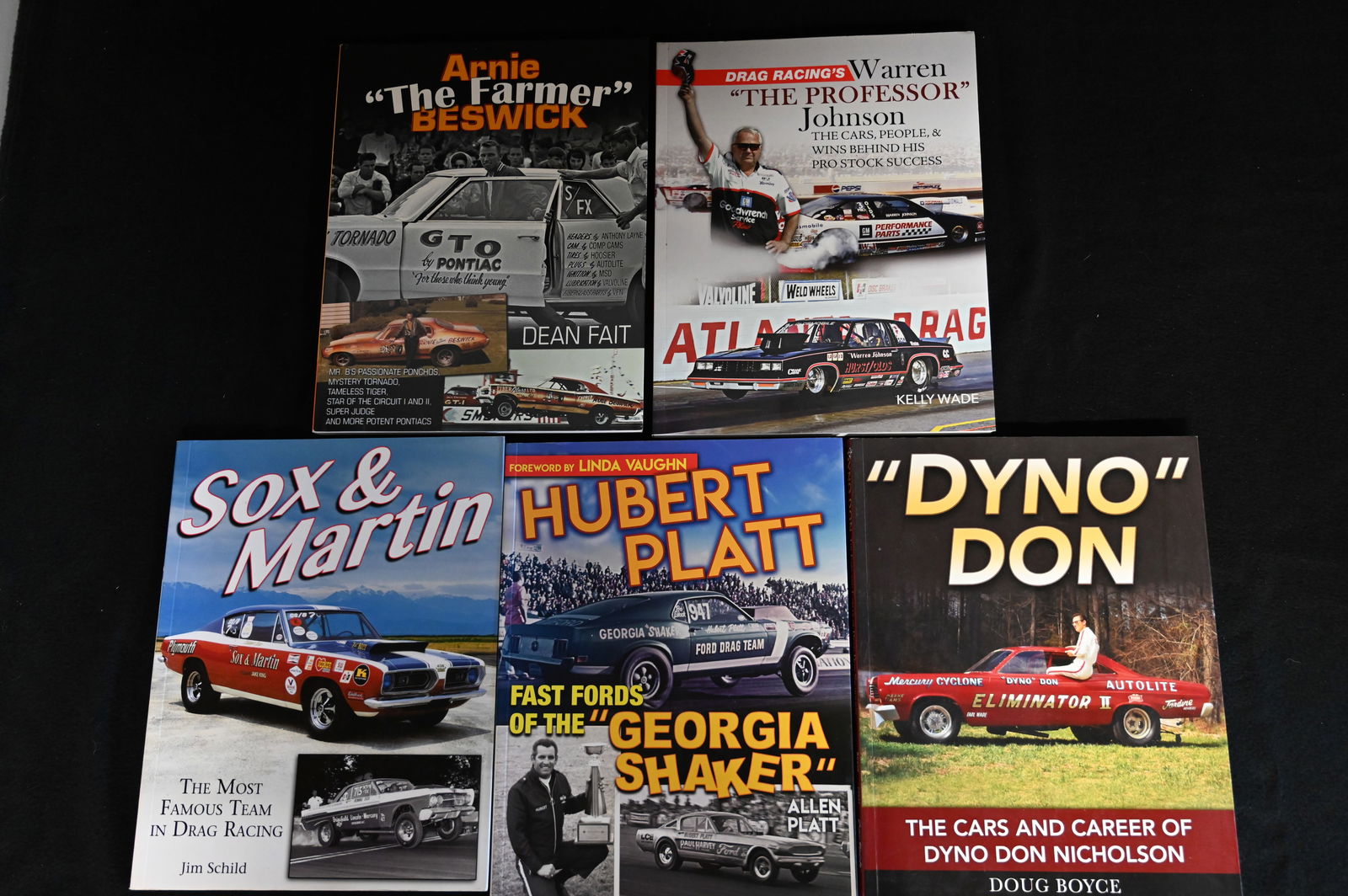 5 Car Craft Racing Books.  Sox & Martin, Hubert Platt Fast Fords of the Georgia Shaker, Dyno Don The (1 of 7)