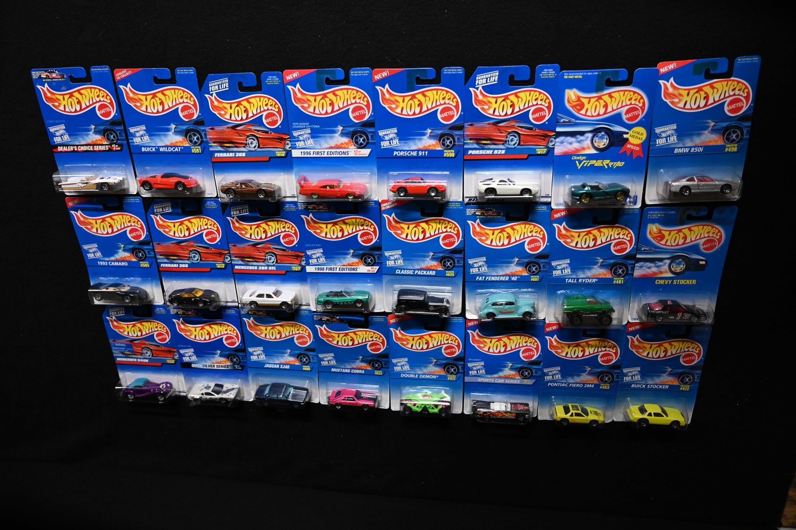 Mattel Hot Wheels Assortment of 24 cars 1993-2021 All cars are brand new and in the original card.: Mattel Hot Wheels Assortment of 24 cars 1993-2021 All cars are brand new and in the original card. The dates will range so please look at the pictures for condition and age of each car.