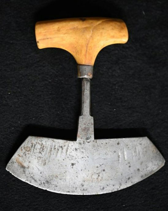 Hide Flesher with Stag Handle Probably made by a Blacksmith in the early 1900's.  8" x 7 1/4". (1 of 9)