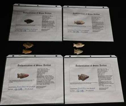 4 Arrowheads with COA's by Roy Motley and found in Missouri and Arkansas. (1 of 9)