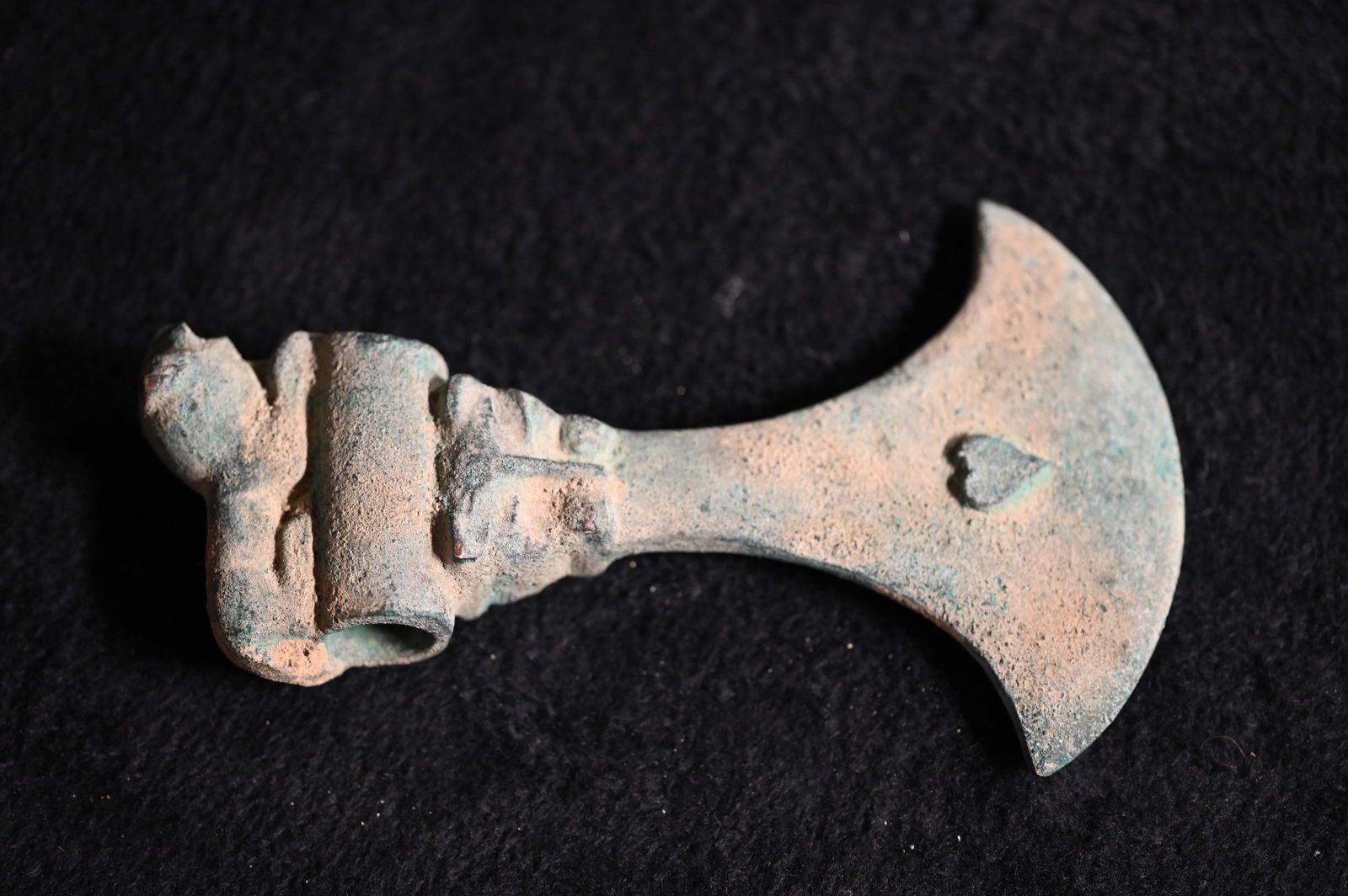 Luristan Bronze European Battle Axe 7 1/2" Long.  Has a Full Body Tiger on the back with Tiger faces (1 of 12)
