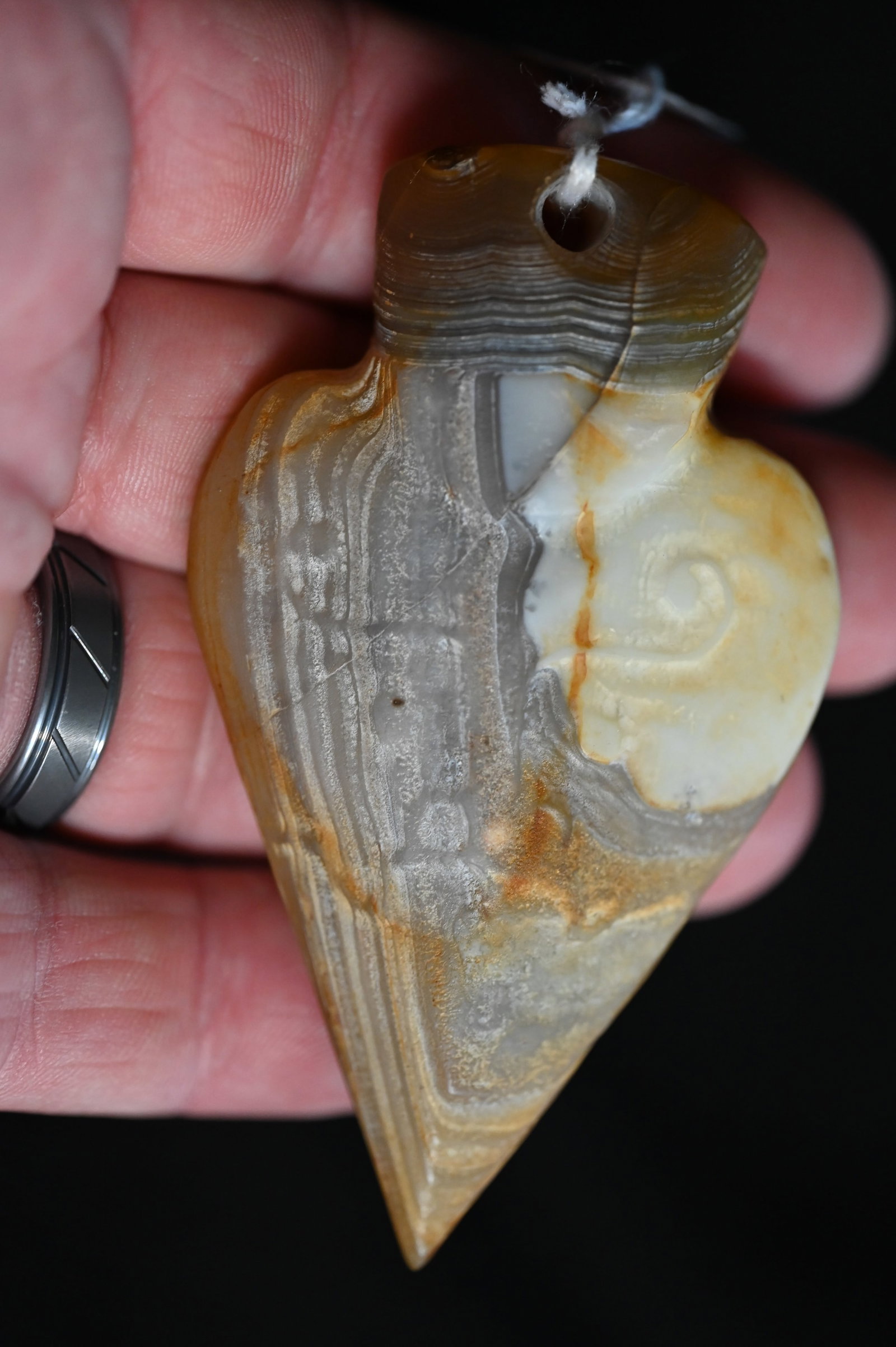 1 1/2" Hongshan Neolithic Agate Bird Pendant Found in The Liaoning Province Northeast China Approx. (1 of 5)