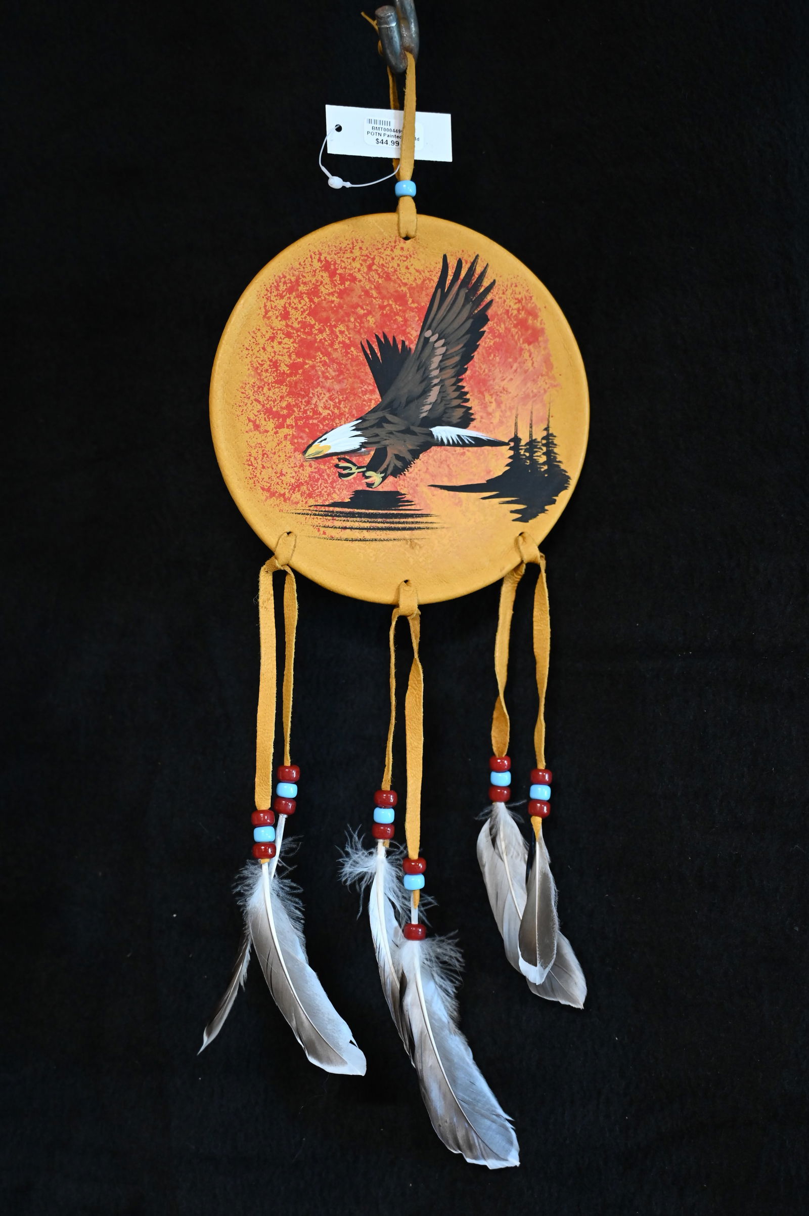 Native American Medicine Shield Hand Crafted by Native Americans Diameter is 6 inches. These would: Native American Medicine Shield Hand Crafted by Native Americans Diameter is 6 inches. These would of been hung on the side of their shelter for good Luck/Fortune. Ex: Pride of The Nations Store. The