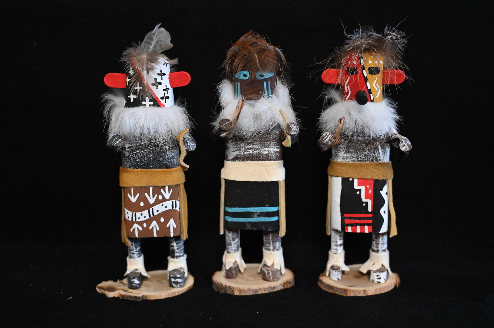 3 Medium Kachina Figures Hand Crafted by Native Americans Approx. 6 1/2" Tall Ex: Pride of The (1 of 6)