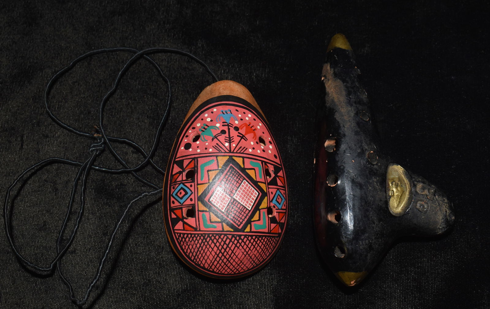 2 Ocarina Ceramic Flutes - 10 hole and a 6 hole (1 of 6)