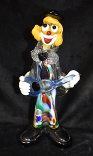 9 1/4" Venetian Murano Blown Glass Clown: 9 1/4" Venetian Murano Blown Glass Clown. This is an exceptional piece of circa 1950's blown glass artistry. It is in excellent condition.