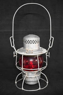 Adlake Kero Vintage Railroad Lantern with Red Lens.: Adlake Kero Vintage Railroad Lantern with Red Lens.