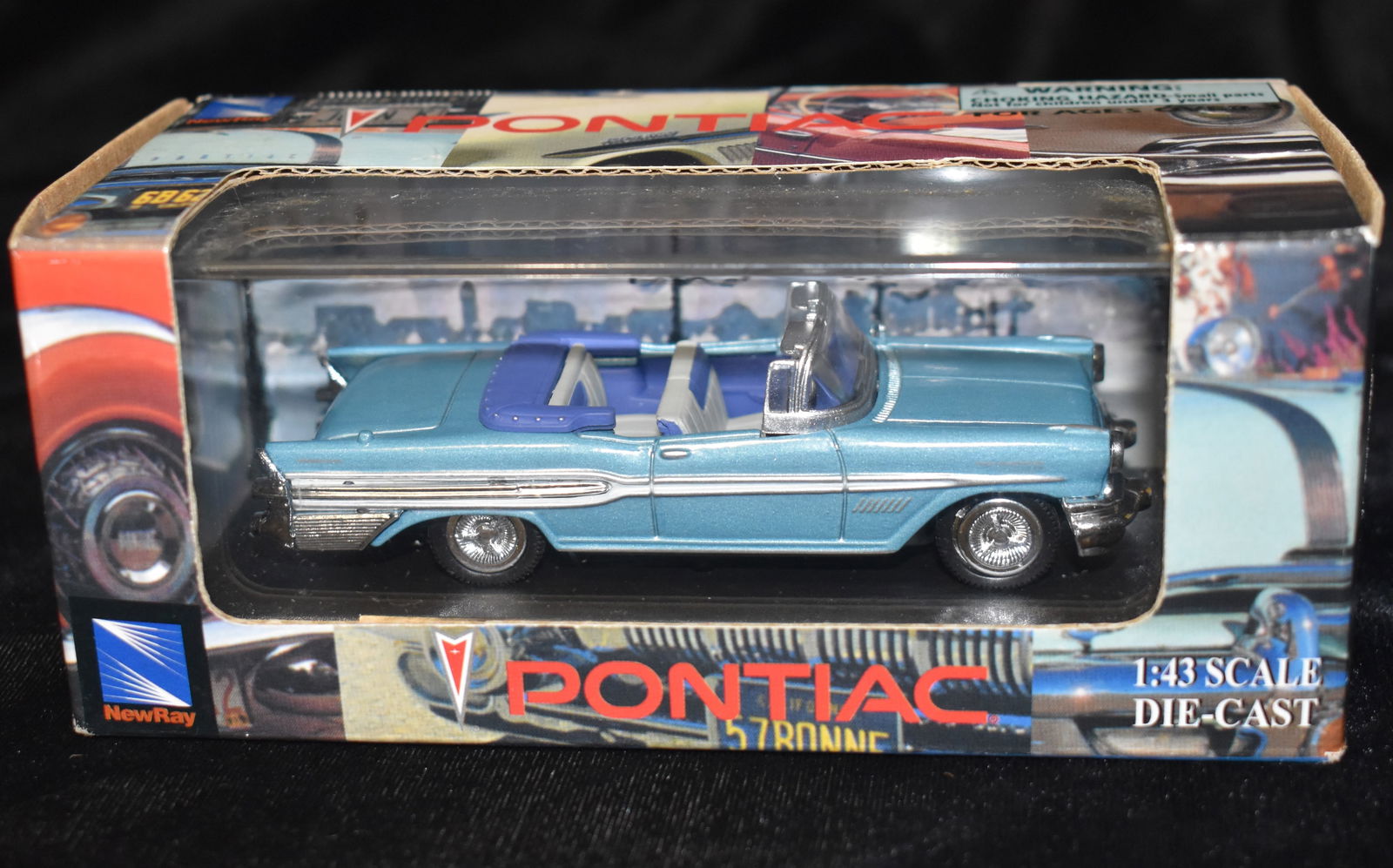 1955 Pontiac Starchief Convertible 1:43 Diecast Model Car Baby Blue by New Ray Toys (1 of 4)