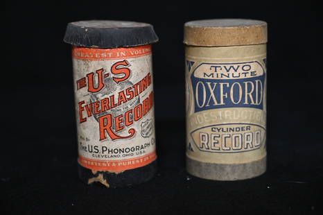 Oxford and The U-S Everlasting Record Phonograph Company Cylinder Records includes American Patrol: Oxford and The U-S Everlasting Record Phonograph Company Cylinder Records includes American Patrol and I'm Old But I'm Awfully Tough Stewart. Untested and sold as is.