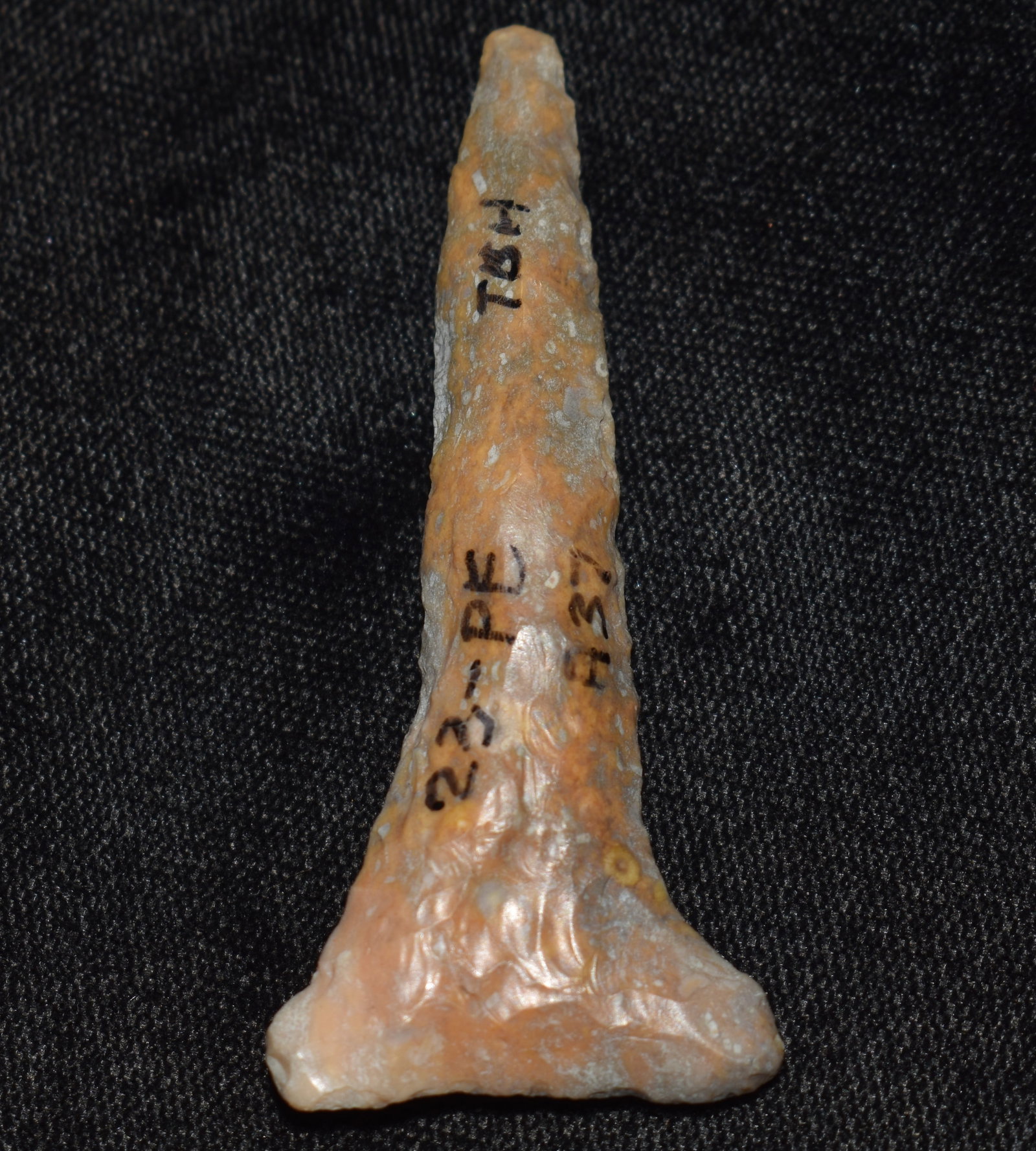 2 3/8" Beautifully River Partina'd Drill found in Pettis County, Missouri: 2 3/8" Beautifully River Partina'd Drill found in Pettis County, Missouri. Ex George Wolf Collection.