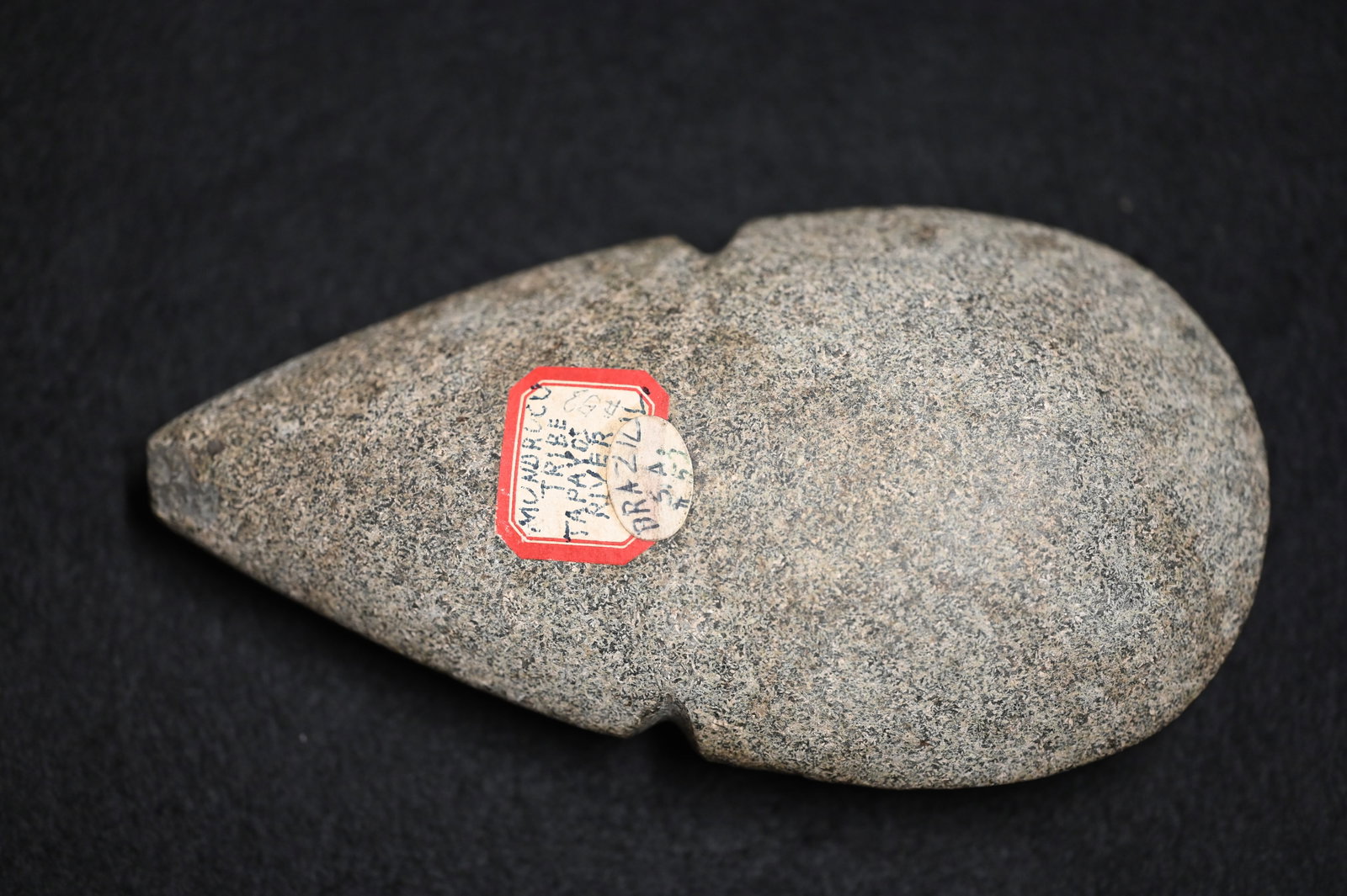 6 3/4" Grooved Celt Found in Brazil. Comes with a Roy Motley COA.: 6 3/4" Grooved Celt Found in Brazil. Comes with a Roy Motley COA.