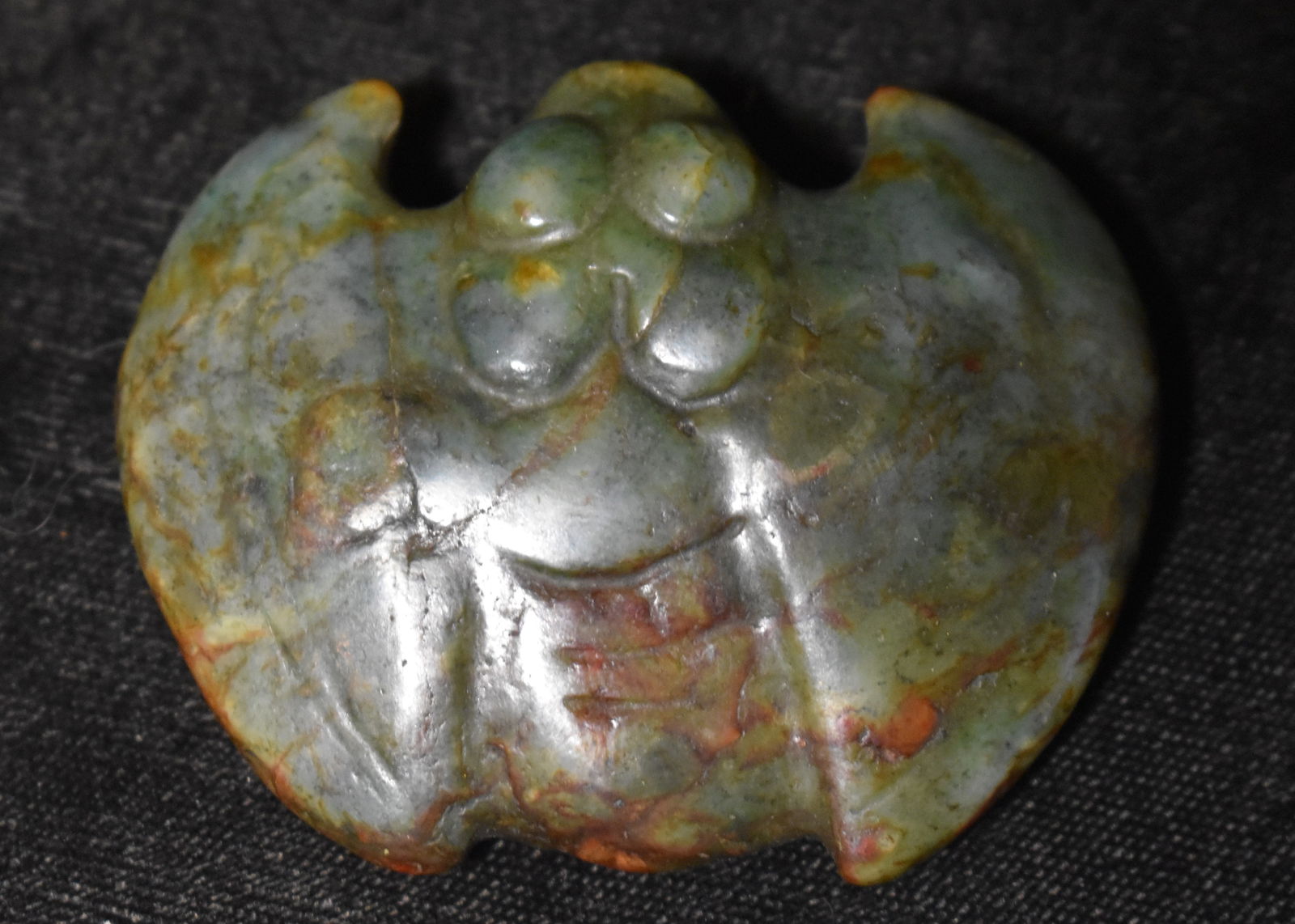 2 1/4" Elaborate Neolithic Jade Bat Pendant found in the Liaoning Province in Northeast China (1 of 9)