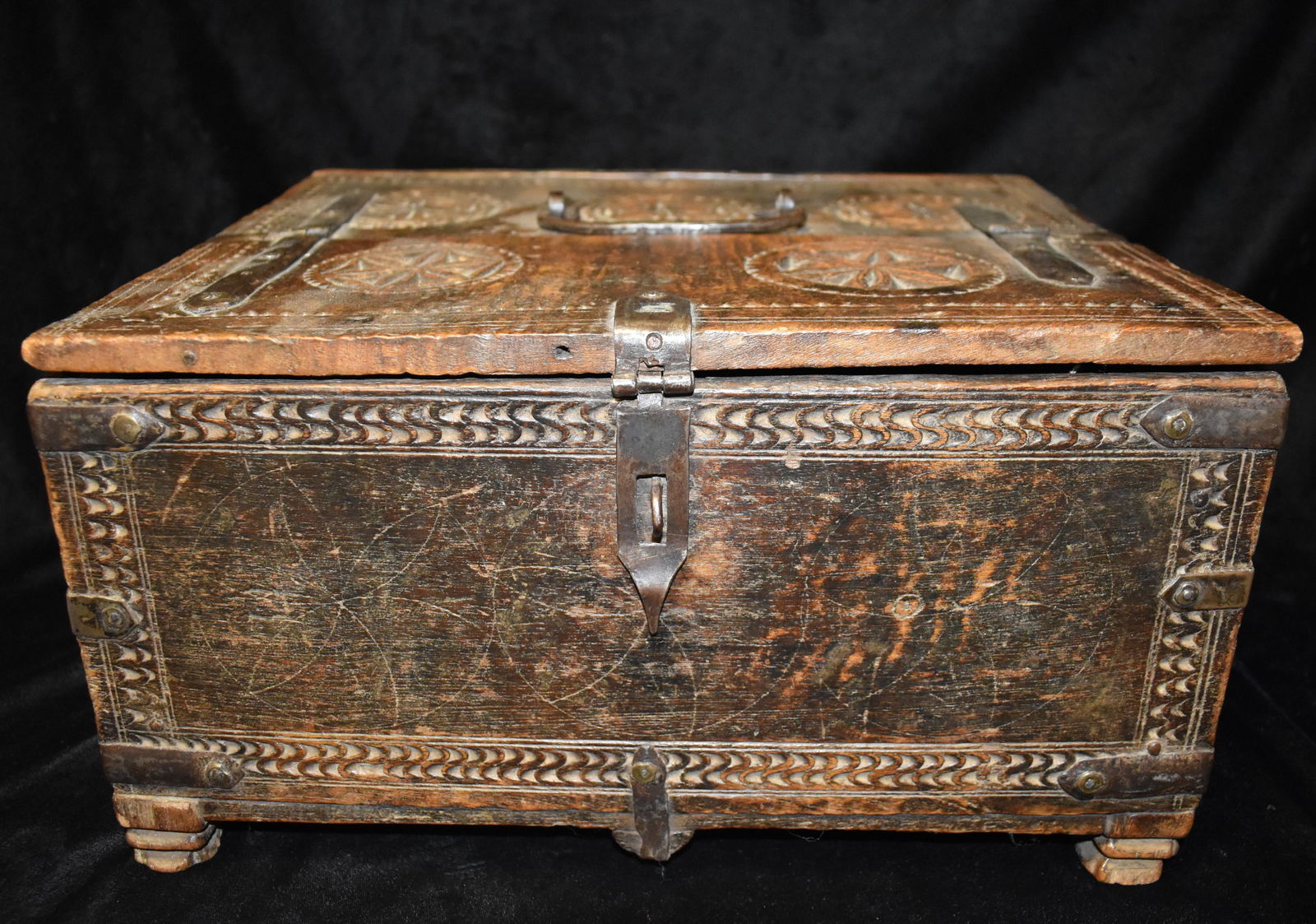 19th Century Ornate Carved Wood Money Box from India - Very Sturdy (1 of 11)