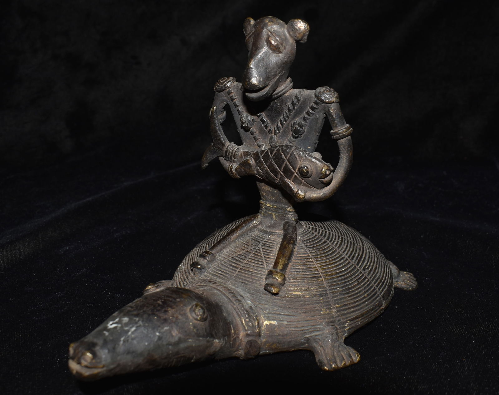 Anthropomorphic Antique Hand Forged Zinc Monkey Man Riding a Turtle (1 of 8)