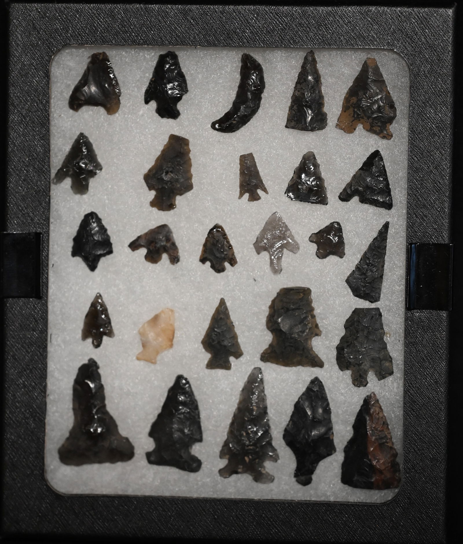 Frame of 26 Bird Point Arrowheads Found in Lake Co. California on or near Bartlet Mountain found by (1 of 4)