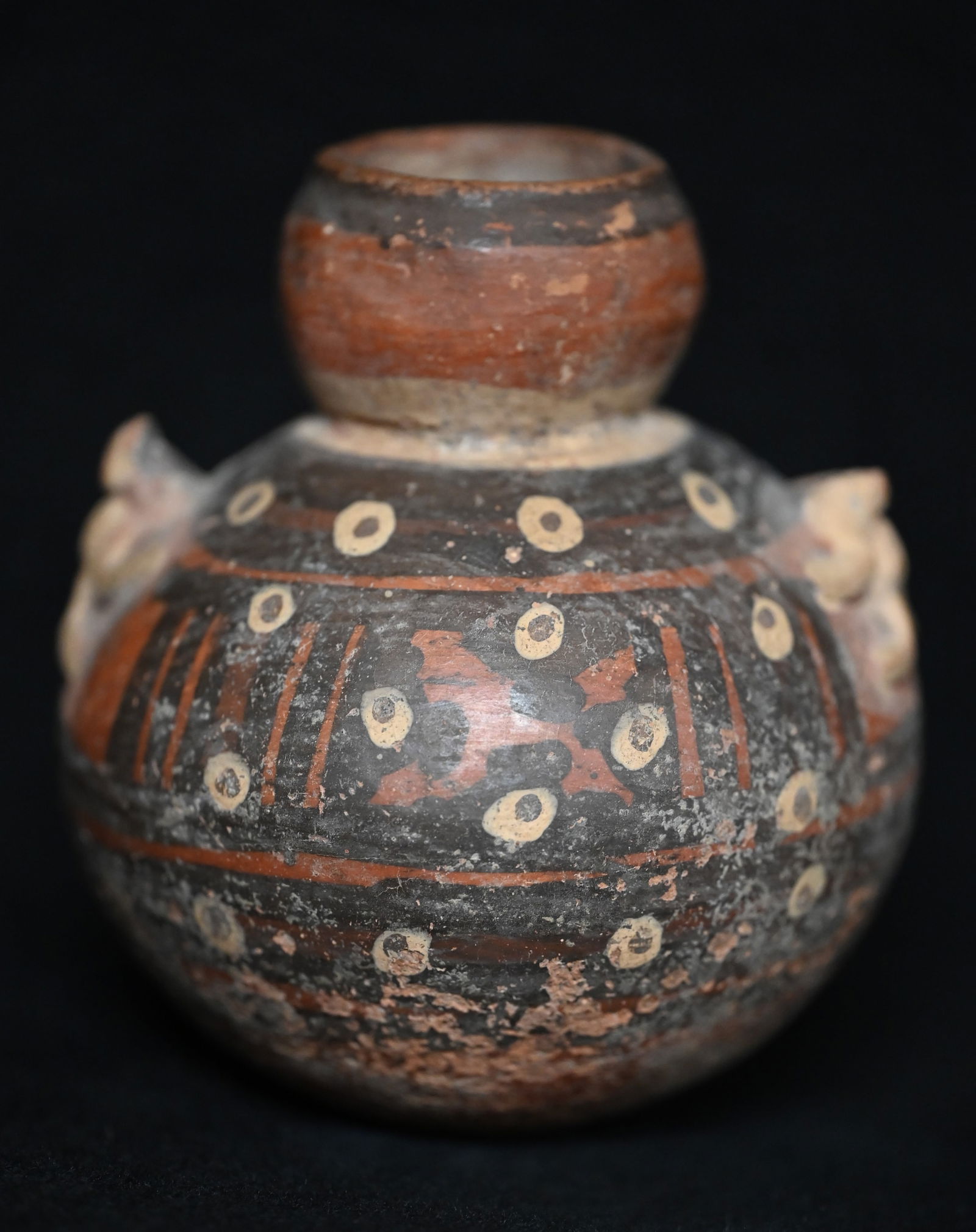 Pre- Columbian Clay Pottery Vase with 2 animal figures on the sides.  Found in South America. 4 (1 of 7)