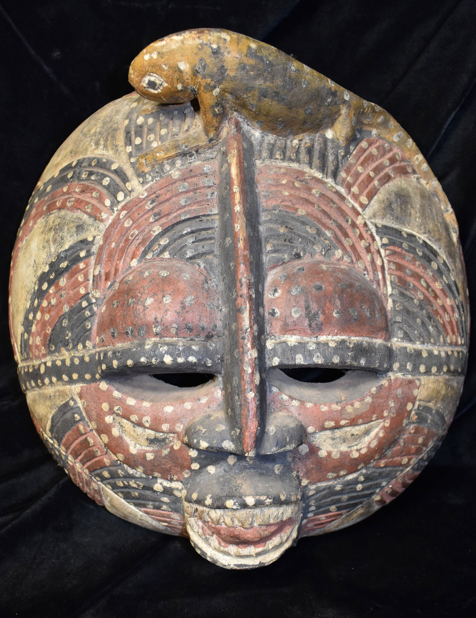 Large Round Tribal African Mask made by the Luba People of the Congo - Early to Mid 1900's (1 of 4)