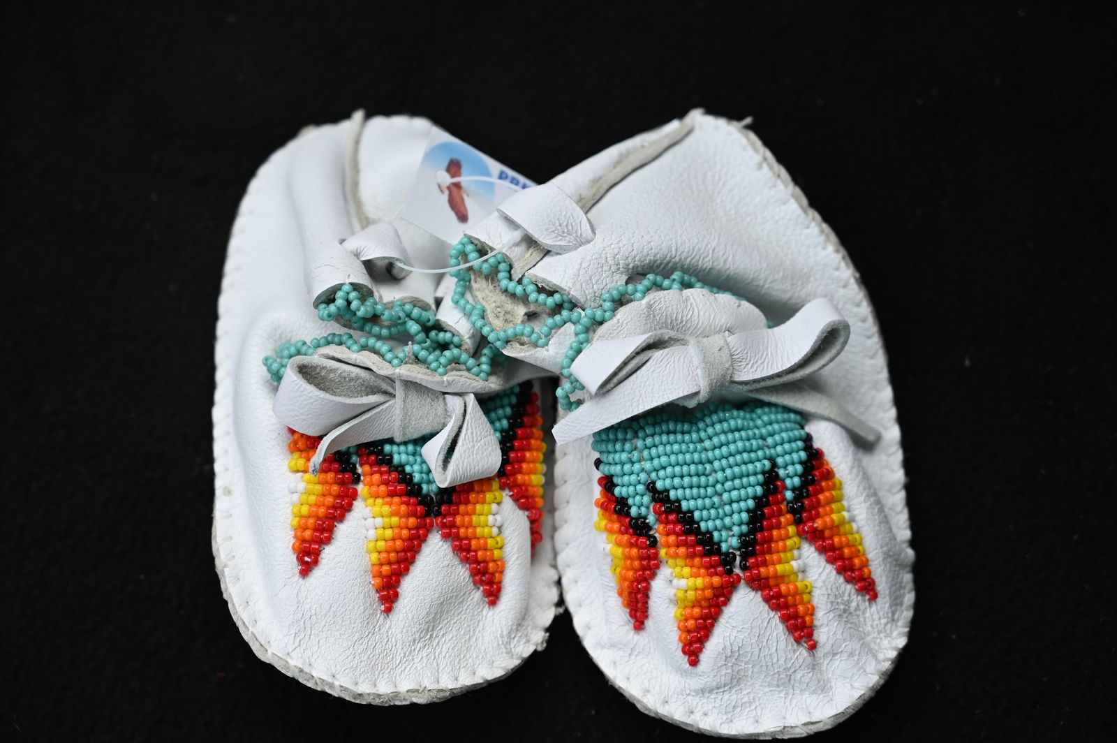 Beaded Leather Set of Baby Moccasins 4 1/2 inches long.   Ex: Pride of The Nations Store.  The Store (1 of 4)
