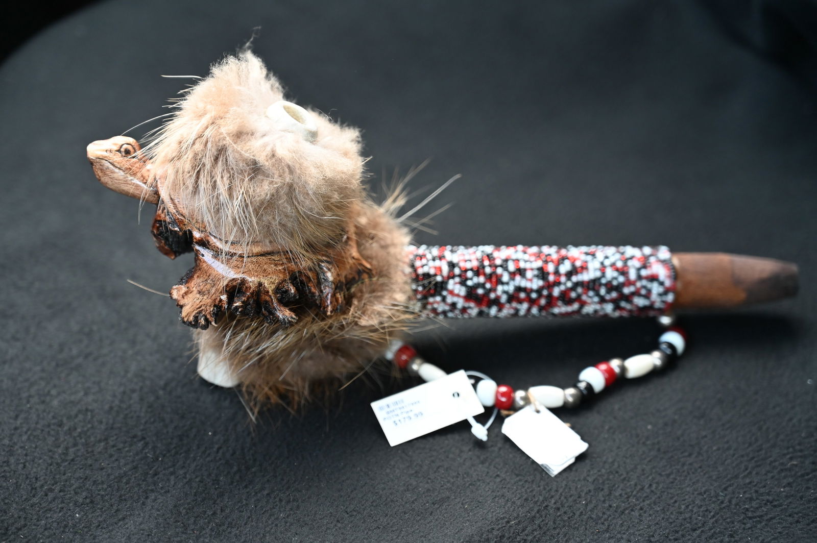 11" Turtle Pipe Hand Made by Creek Indian Lane Mo.  The turtle is hand carved out of a beautiful (1 of 7)