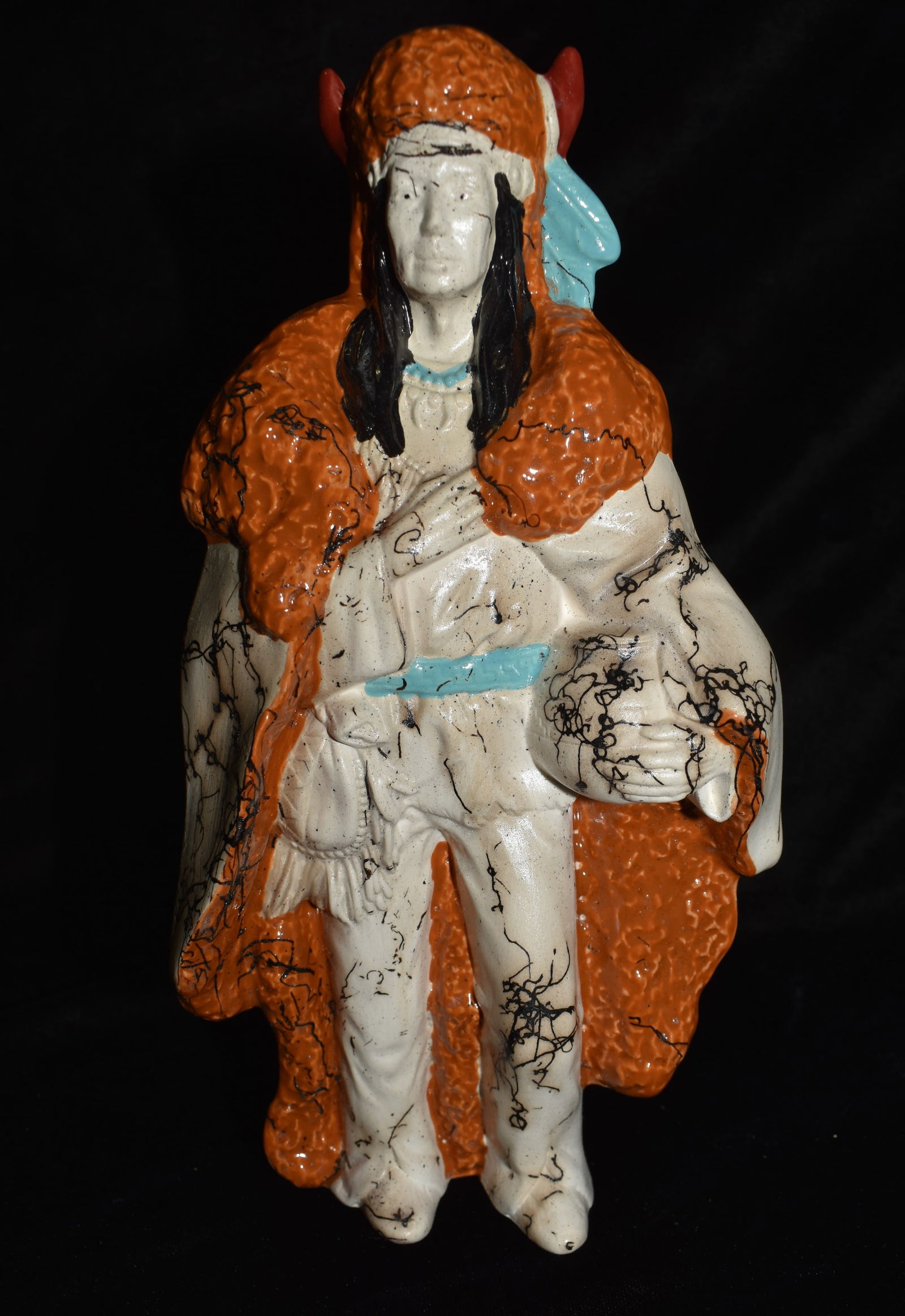 8 1/4" Navajo Horsehair Hand Etched and Painted Pottery Statue (1 of 6)