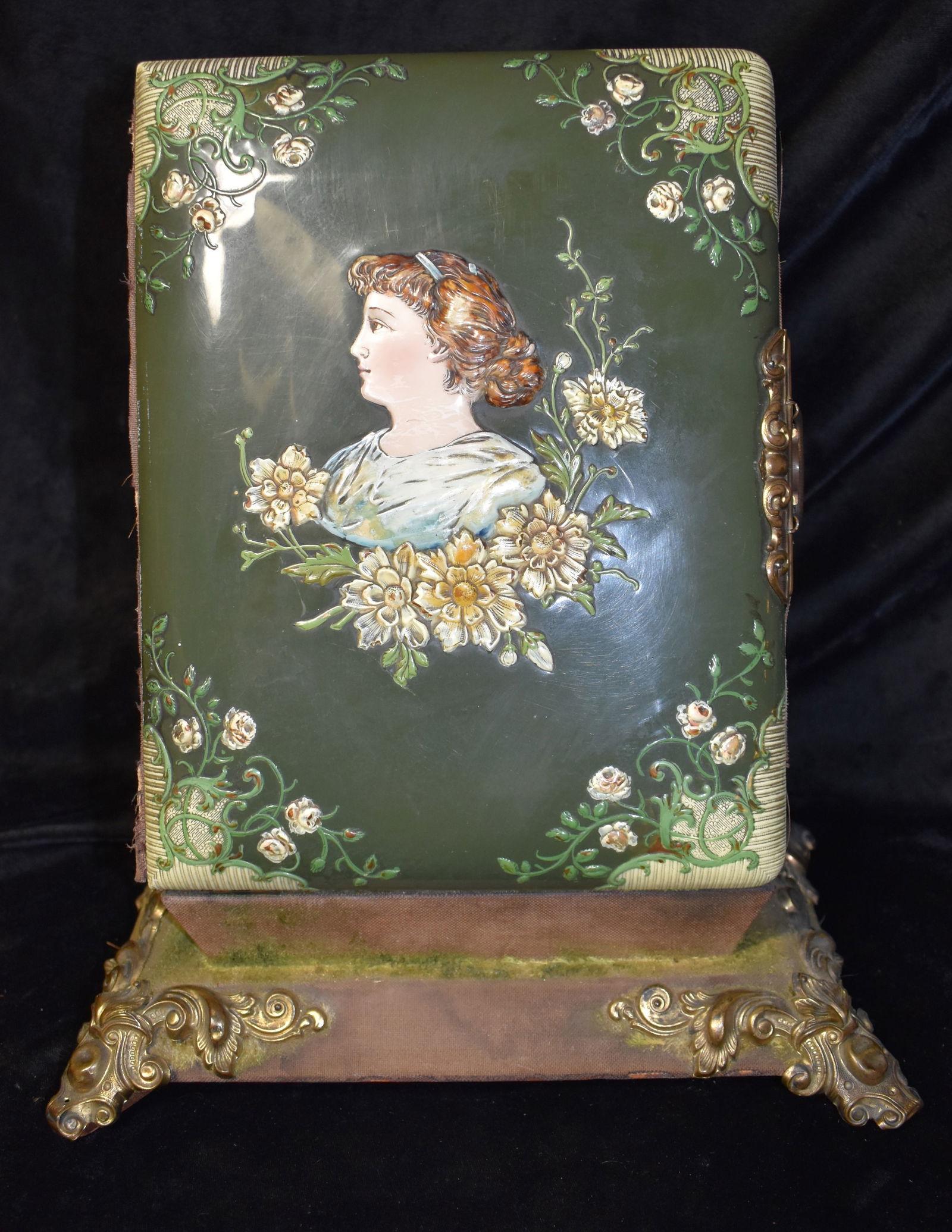 Victorian Celluloid Photo Album w/ Matching Stand and Photos (1 of 11)