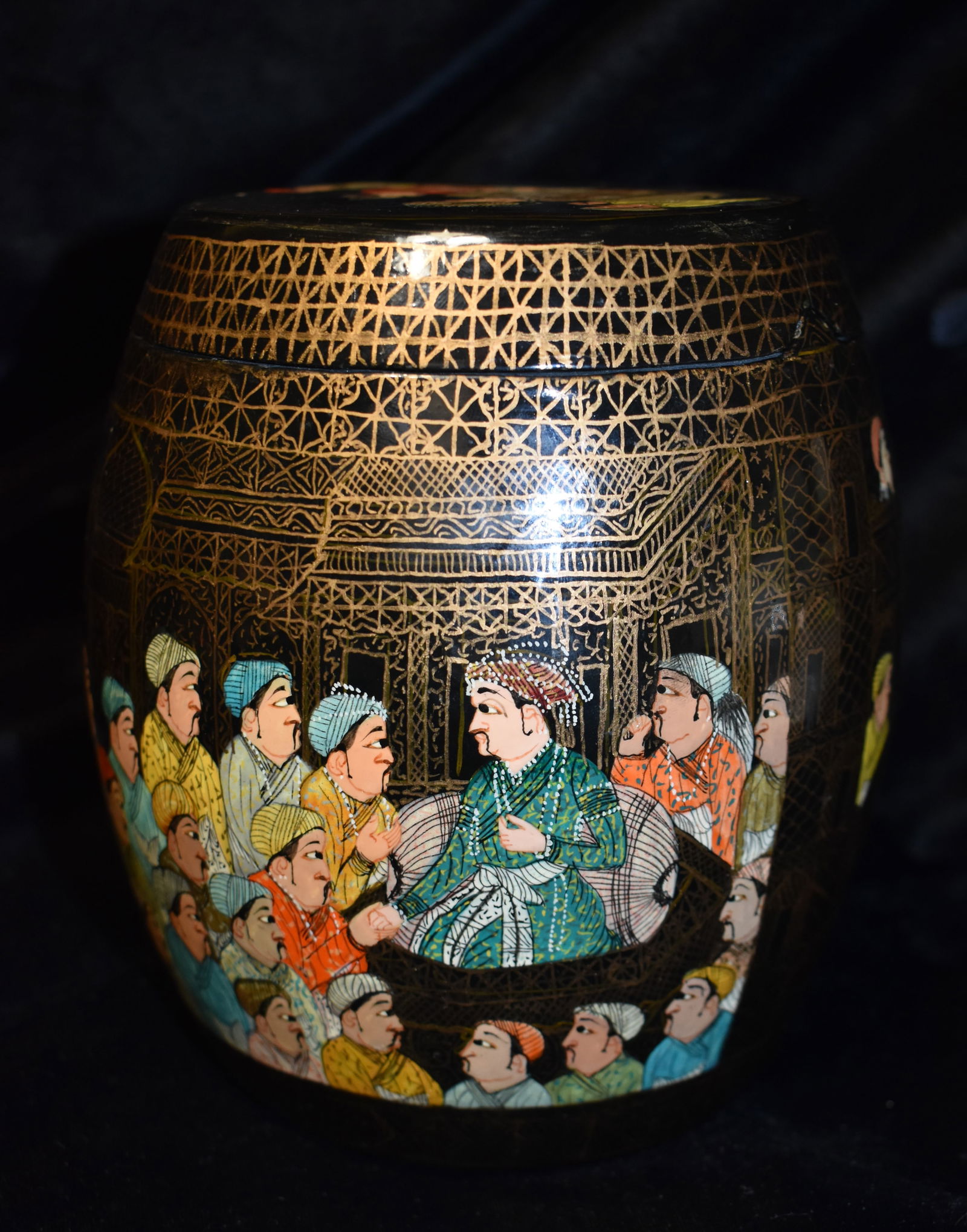 Vintage H.M. Sadiq Lacquered Paper Mache, Copper Trinket Box w/ Lid (1 of 7)