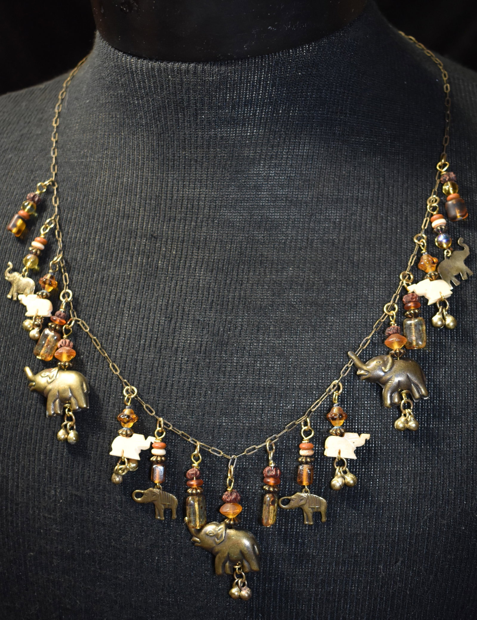 25" Elaborate Elephant Figural Necklace: 25" Elaborate Elephant Figural Necklace. Intricately made necklace in excellent condition. Appears oriental in origin.
