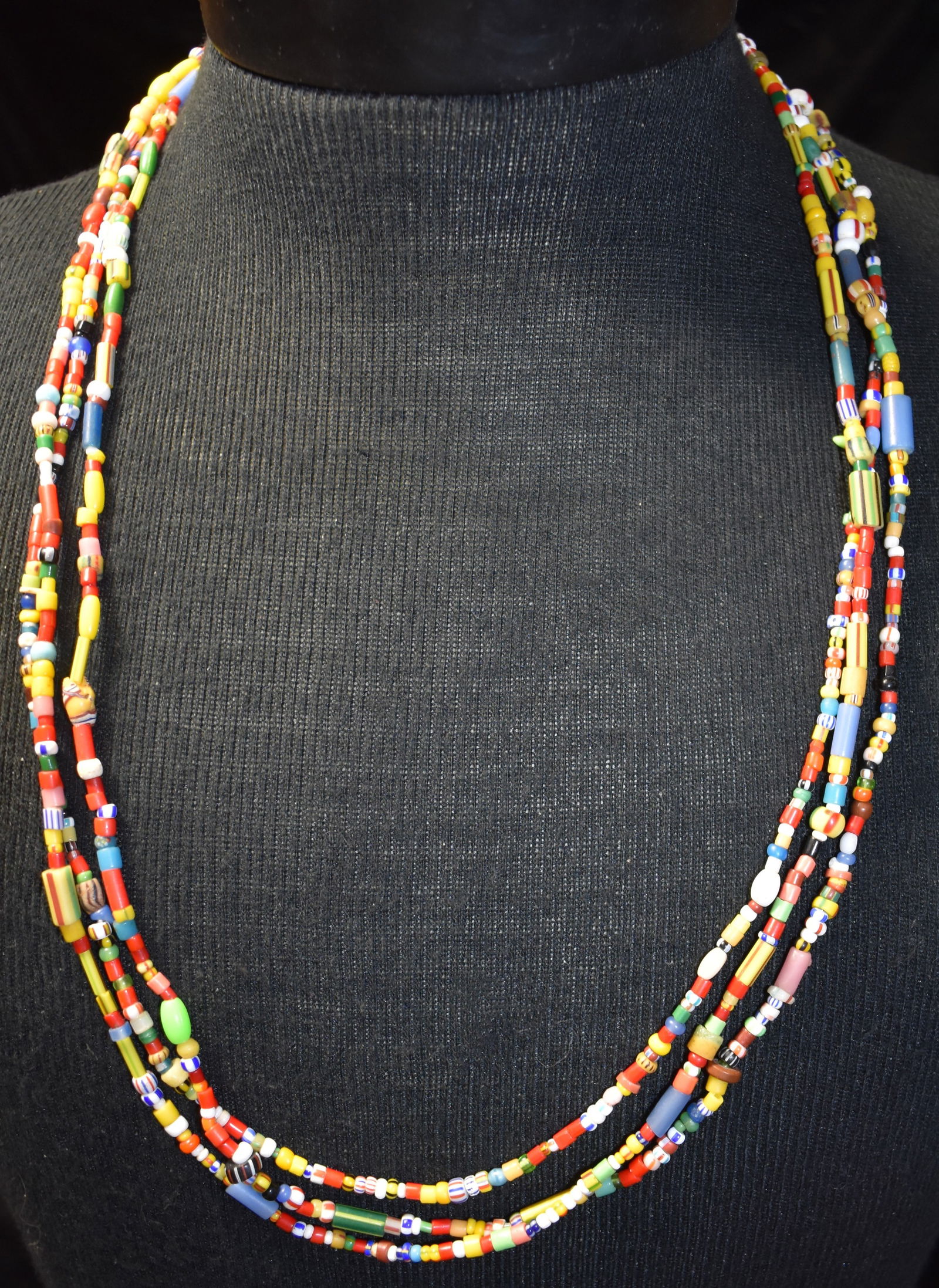 3 Colorful 29" Trade Bead Necklaces (1 of 7)