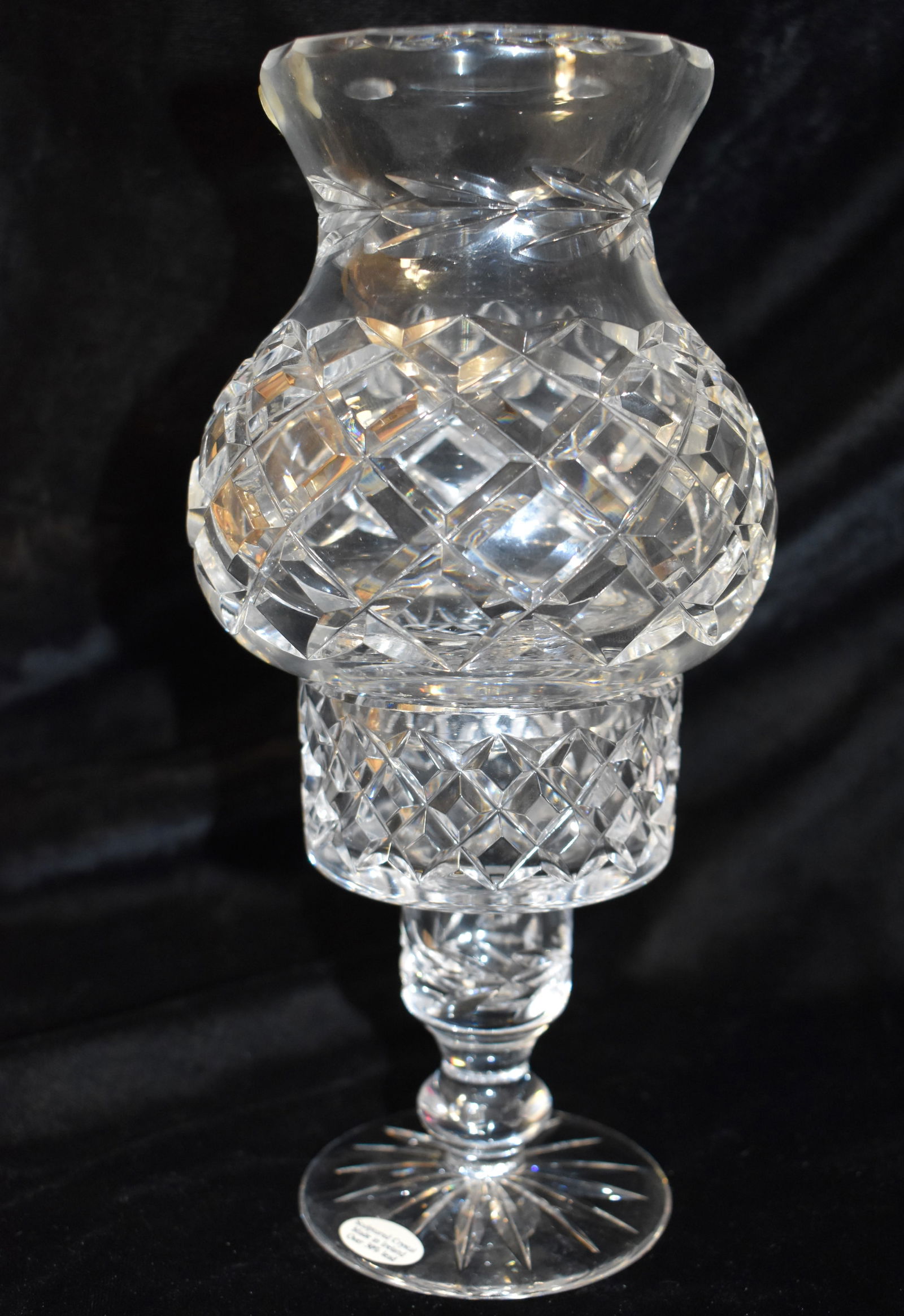 Vintage Cut Crystal Hurricane Lamp or Candle Holder 9" 30% Lead Crystal Ireland (1 of 7)