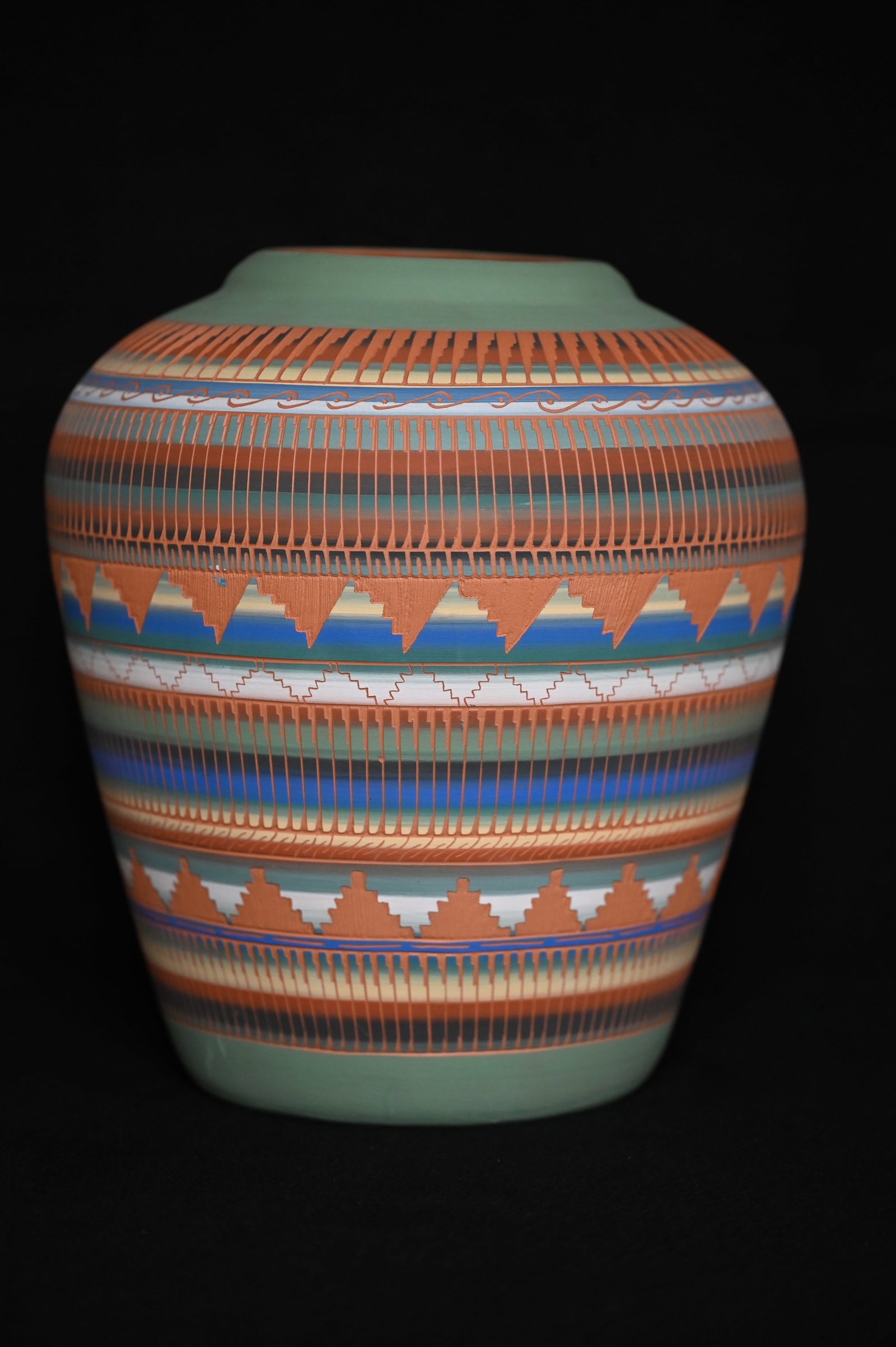 12 1/2" Navajo Pottery by Joann Johnson signed on the bottom.: 12 1/2" Navajo Pottery by Joann Johnson signed on the bottom.