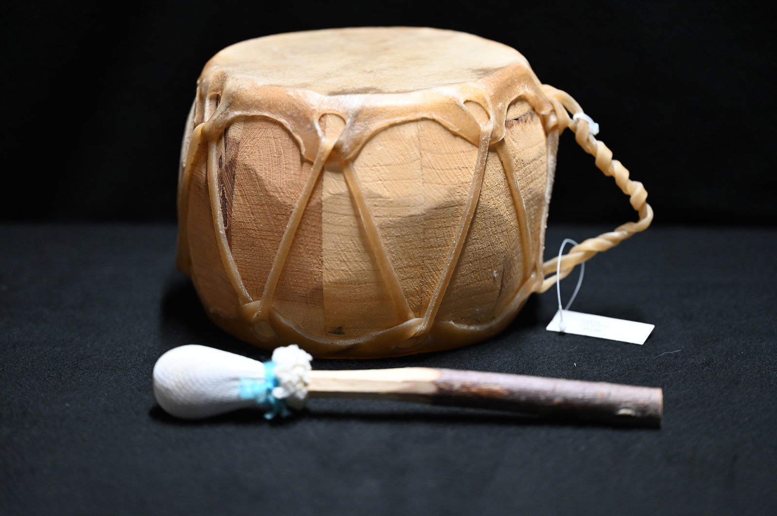 Wood/Leather Drum and Stick.  Native American made replica of a drum that would of and still is used (1 of 7)