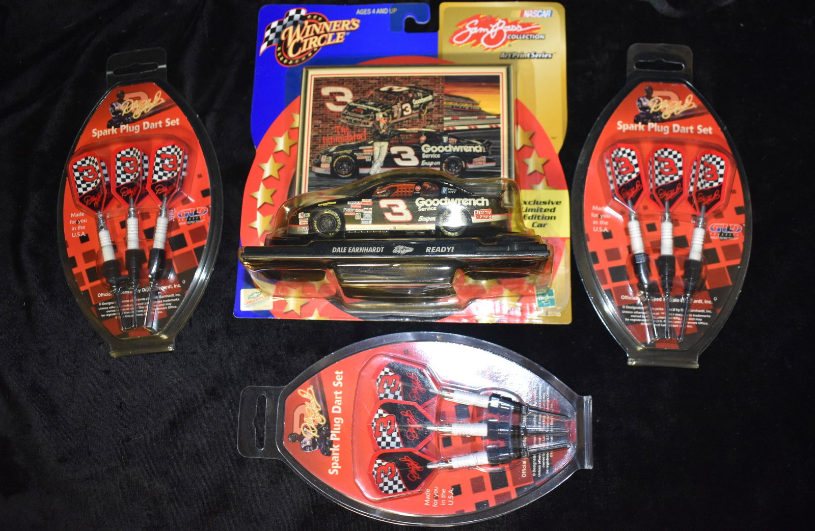Vintage Spark Plug Dart Set Dale Earnhardt x3 & Winner's Circle Goodwrench 3 Diecast Race Car.  All (1 of 4)