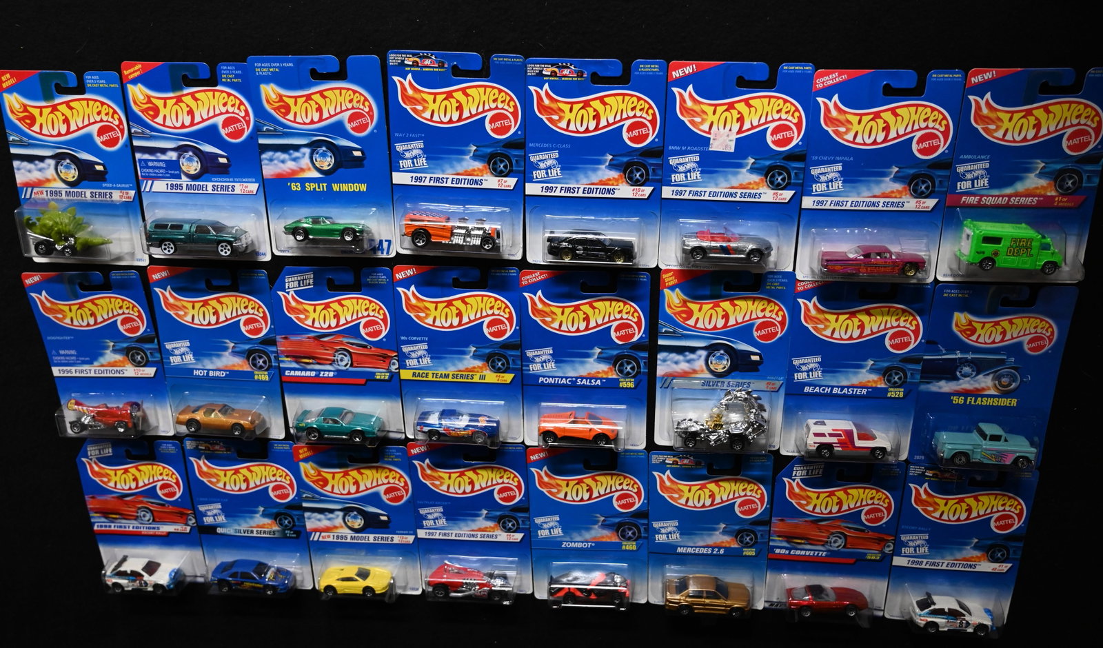 Mattel Hot Wheels Assortment of 24 cars 1993-2021 All cars are brand new and in the original card.: Mattel Hot Wheels Assortment of 24 cars 1993-2021 All cars are brand new and in the original card. The dates will range so please look at the pictures for condition and age of each car.