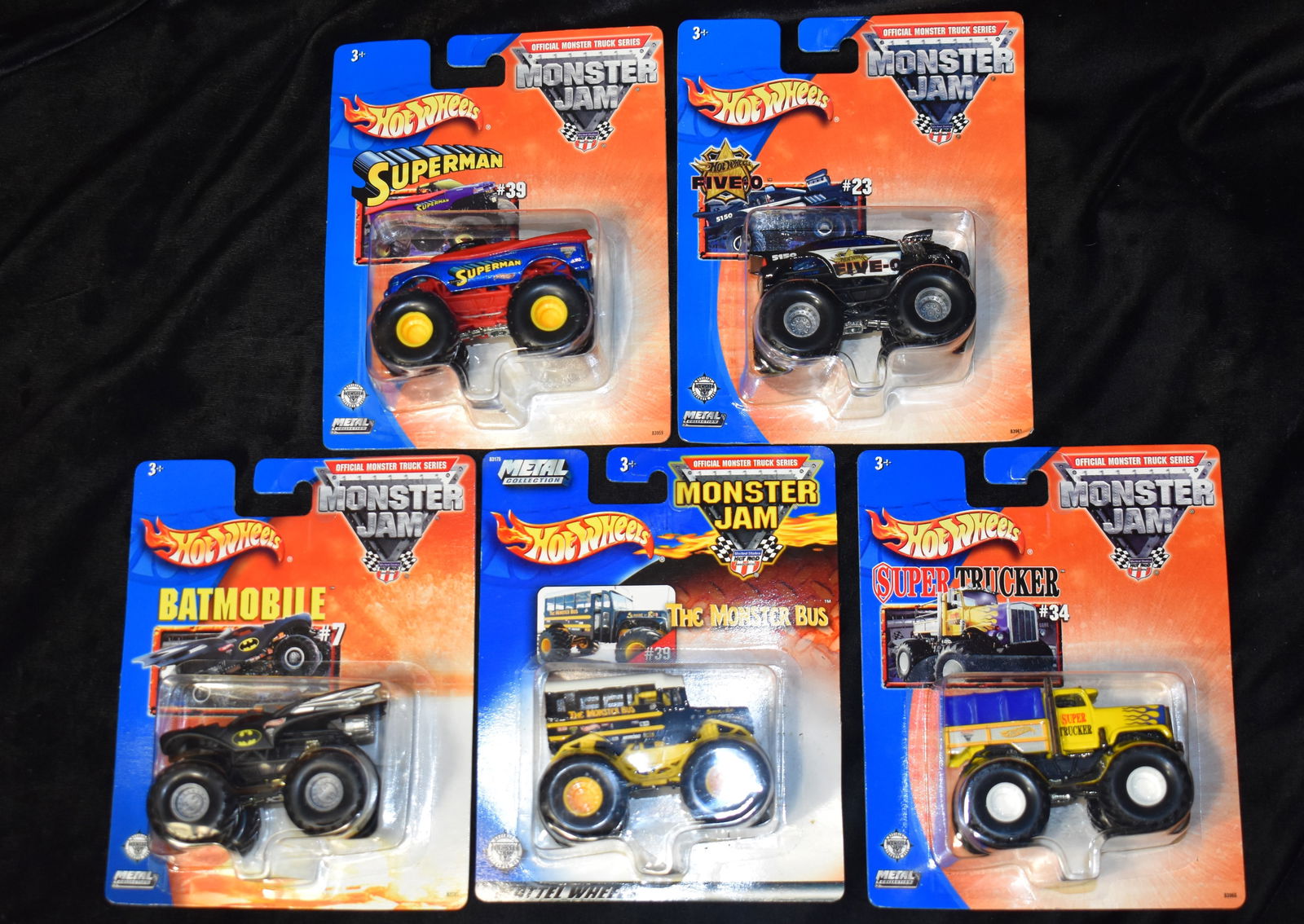 Hot Wheels 2002 Monster Jam Batmobile #7, The Monster Bus #39 Metal Collection NIB (1 of 4)