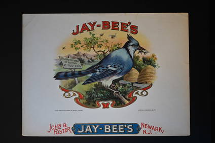 Jay-Bee's Vintage Cigar Label Stone Lithograph Art.  John B. Foster Company Newark N.J.  Has Great (1 of 2)