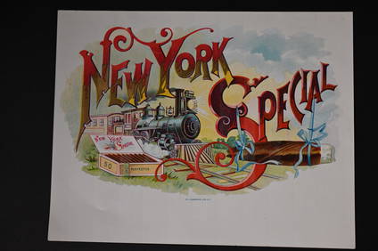 New York Special Vintage Cigar Label Stone Lithograph Art Dated from the late 1800's to early (1 of 2)