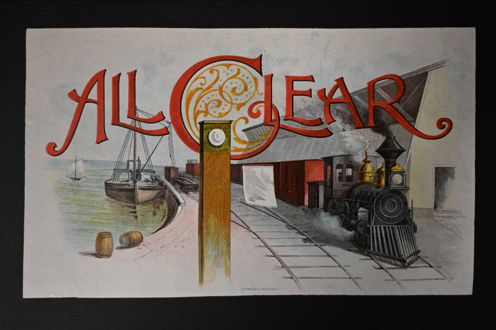 All Clear Vintage Cigar Label Stone Lithograph Art Dated from the late 1800's to early 1900's. (1 of 2)