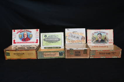 Group of 4 Vintage Wood Cigar Boxes Dated from the late 1800's to early 1900's.  Includes Charles (1 of 11)