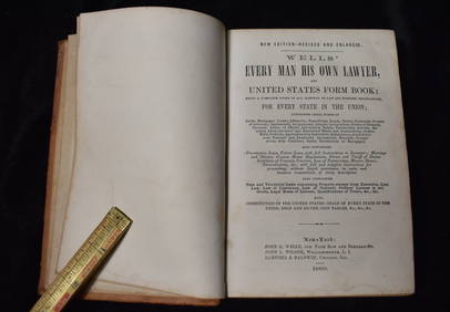 1860 Wells' Every Man His Own Lawyer (1 of 6)