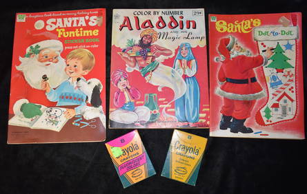 2 Early 1960's Coloring Books w/ 2 Boxes of 1960's Unused Brinney & Smitg Crayons (1 of 10)