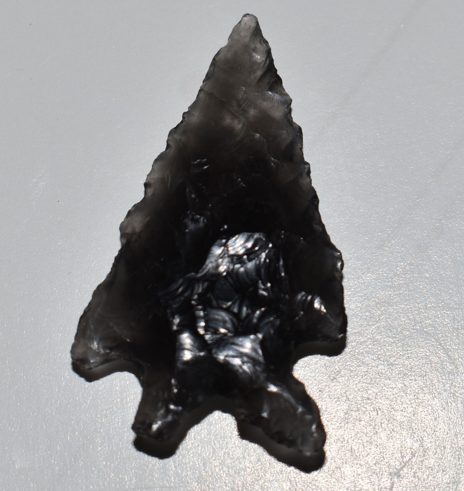 1 1/2" Alazan Bifurcated Obsidian Arrowhead found in Southern New Mexico (1 of 7)