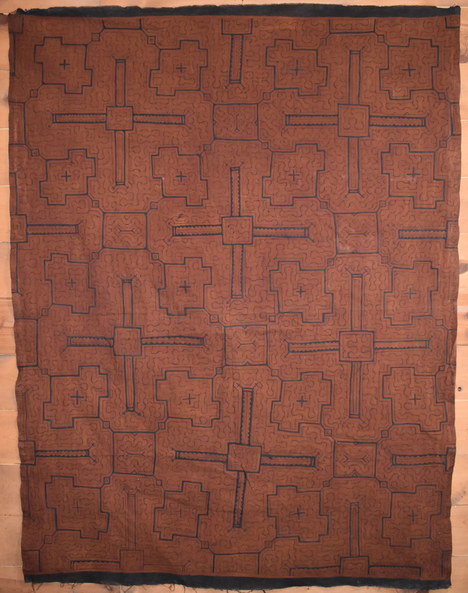 Shipibo Textile from South America - Hand Painted 20th Century Cotton Tabby Cloth (1 of 14)