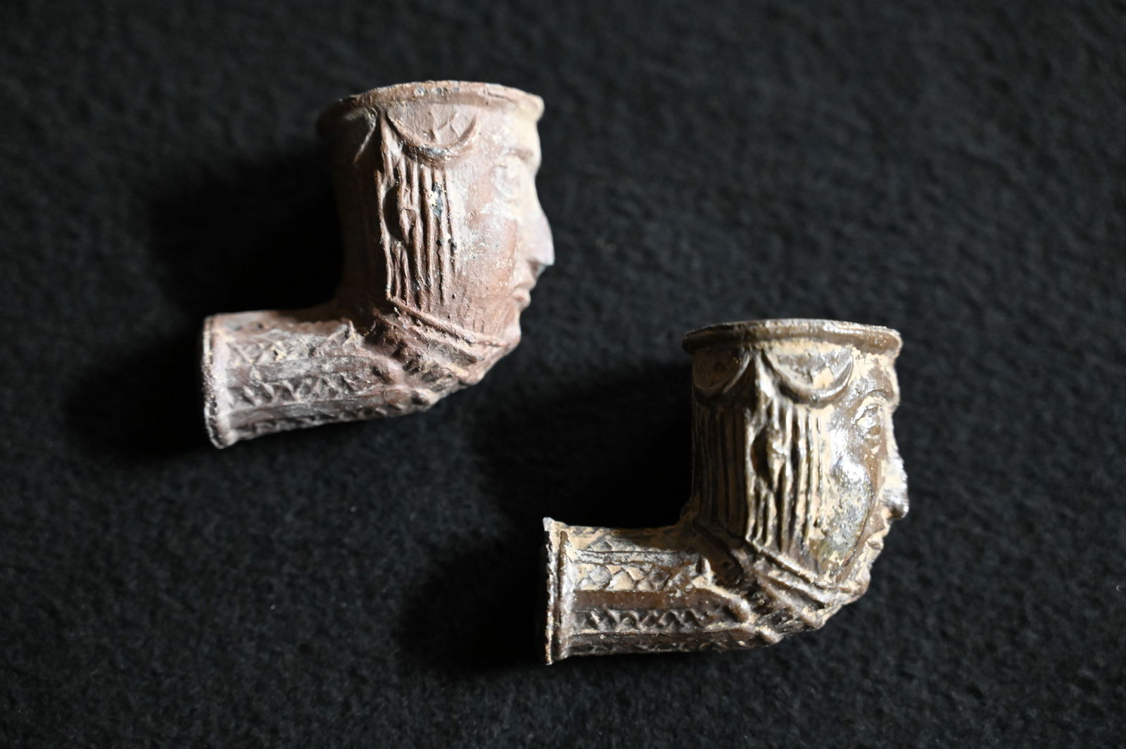 2 Historic Pottery Face Pipes circa 1800's. (1 of 4)