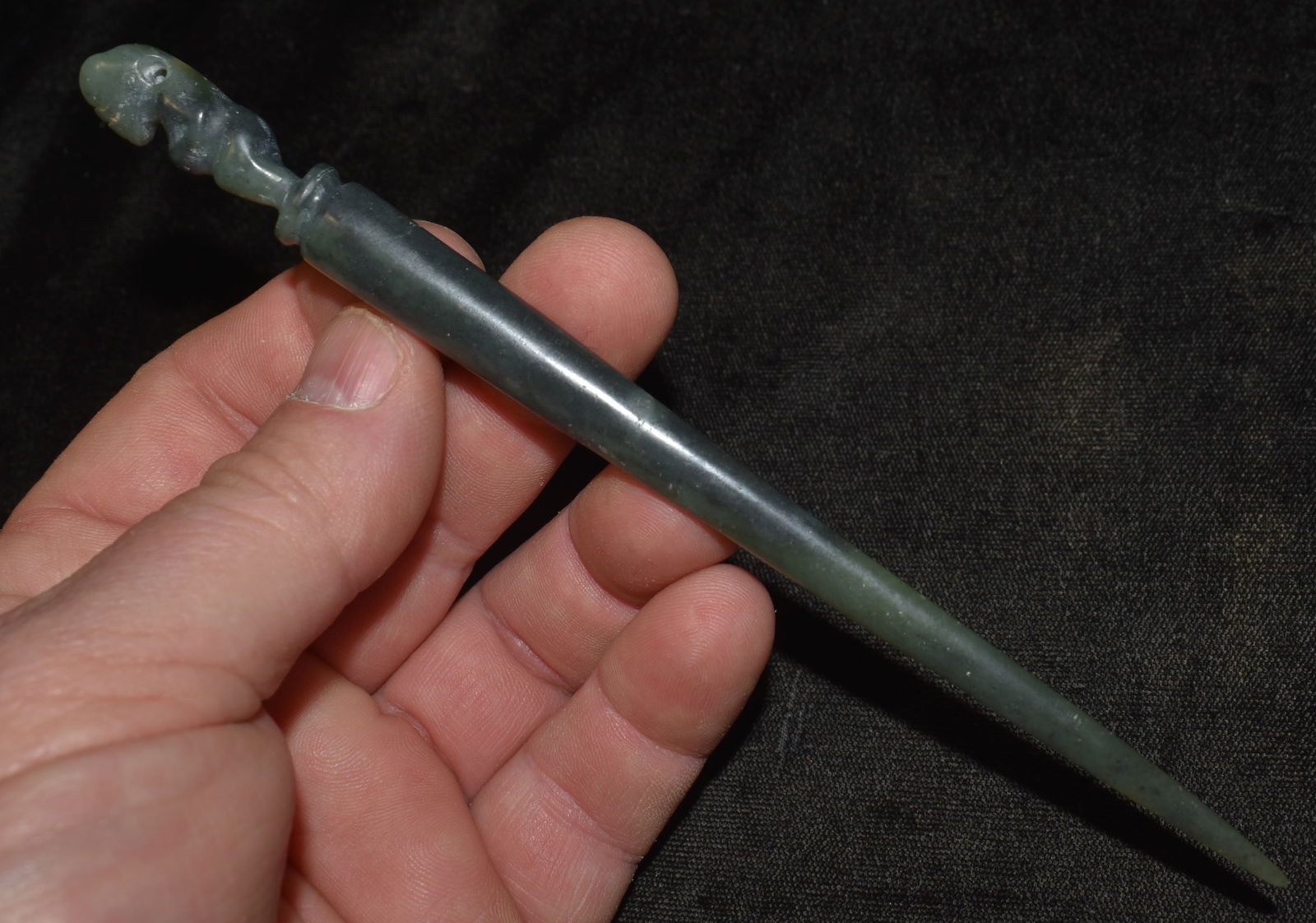 6 5/8" Finely Made Hongshan Neolithic Jade Hair Pin Pendant found in Liaong Province in Northeast (1 of 7)