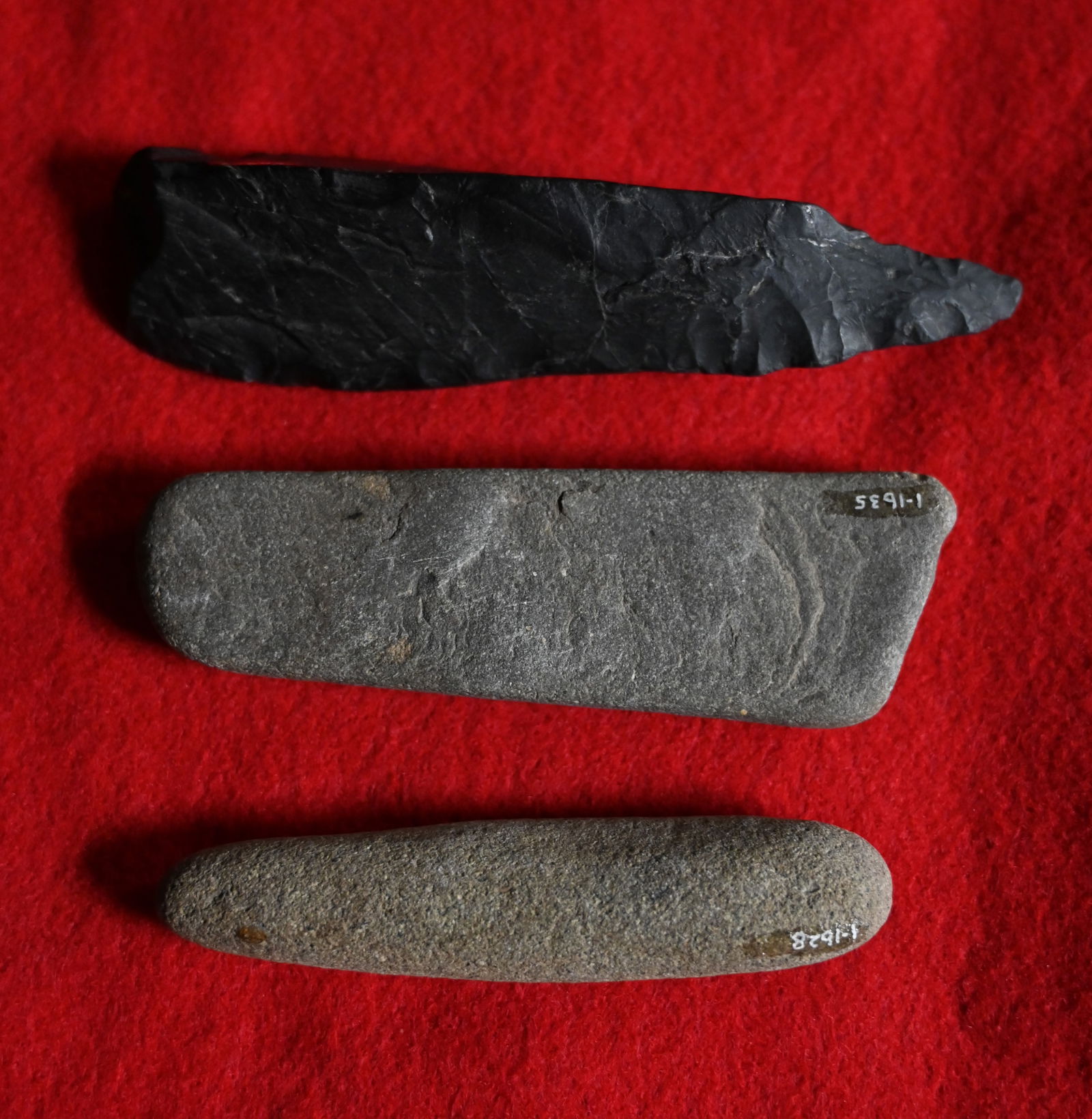 2 stone Pressure Flacking Tools and an Obsidian Side Knife Longest is 5 3/8" Found by Venn Keeling (1 of 6)