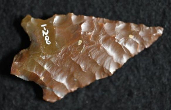 2 5/16" Jasper Gypsum Cave Found by Venn Keeling in Lake Co. California on or near Bartlett Mountain: 2 5/16" Jasper Gypsum Cave Found by Venn Keeling in Lake Co. California on or near Bartlett Mountain in the early to mid 1900's. This collection was catalogued by Berkeley University. Key words: Ancie