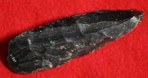 4 1/4" Obsidian Blade Found by Venn Keeling in Lake Co. California on or near Bartlett Mountain in (1 of 9)