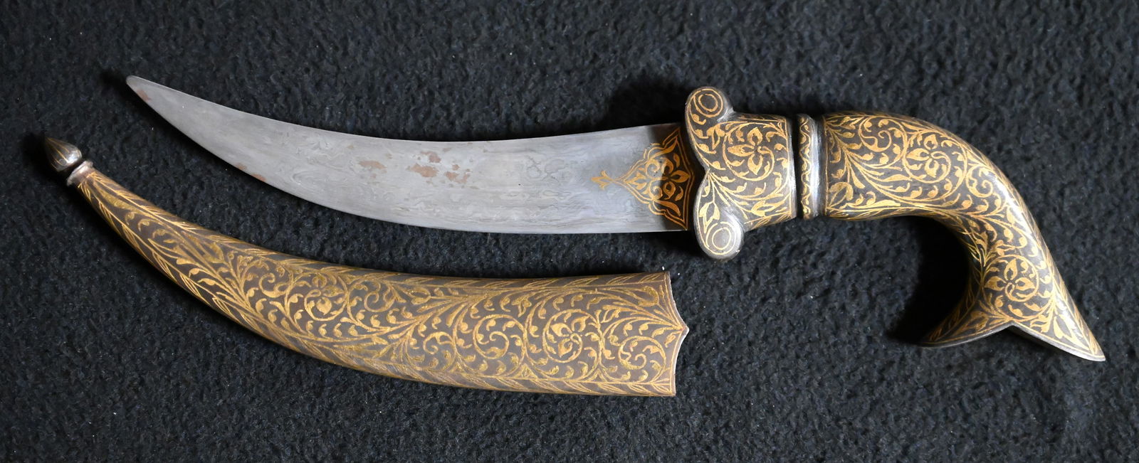 INDO-PERSIAN 18th - 19th Century Jambiya Wootz Damascus Gold Inlay Dagger w/ Extreme (1 of 10)