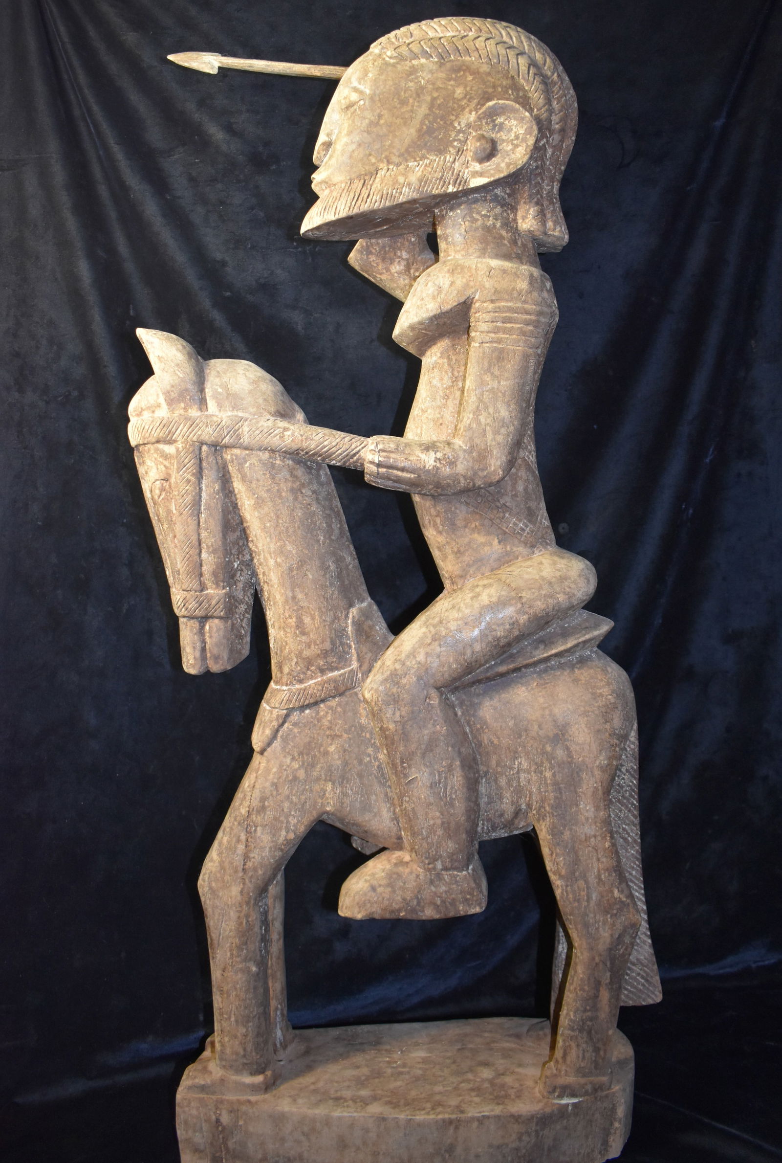19th Century Dogon Warrior King on a Horse Statue - Hand Carved Wood 39" tall (1 of 20)